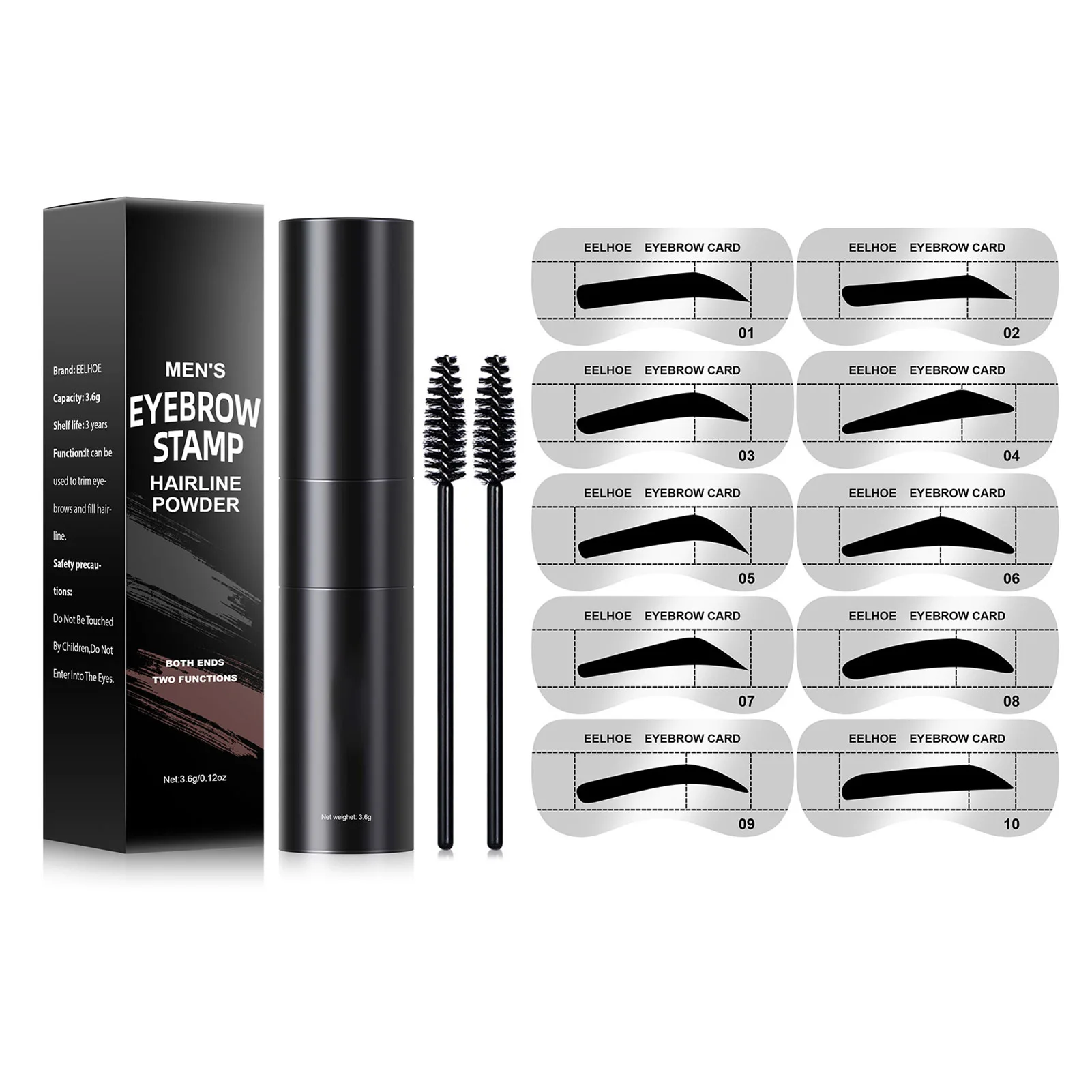 

Eyebrow Stamp and Eyebrow Stencil Kit - Hairlines Powder Men | 10 Eyebrow Stamp Stencils Kit | Long-lasting Waterproof Dark Brow