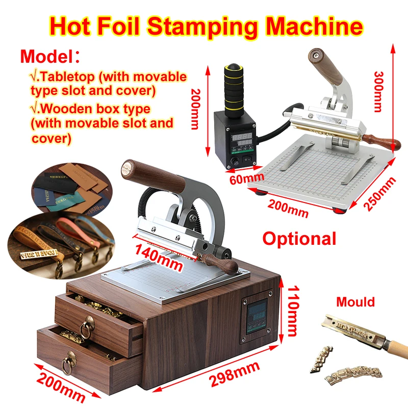 

LY Manual Box Type xHot Foil Stamping Machine Tabletop Bronzing Machine with Number Symbols T slot mould for Leather Heat Press