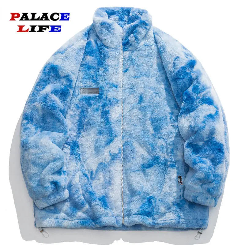 Winter Imitation Rabbit Hair Parkas Jacket Men Streetwear Hip Hop Embroidery Letter Thick Warm Jackets Harajuku Casual Coats