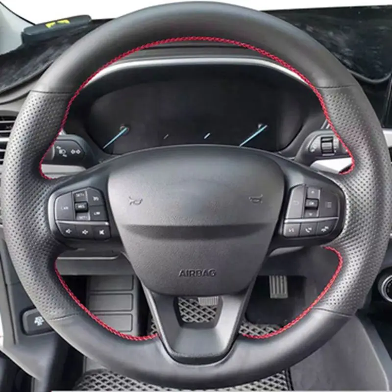 

Car Accessories Artificial Leather Braid Car Steering Wheel Cover For Ford Focus 4 2019 2020 Fiesta 2017-2019 Tourneo 2018 2019