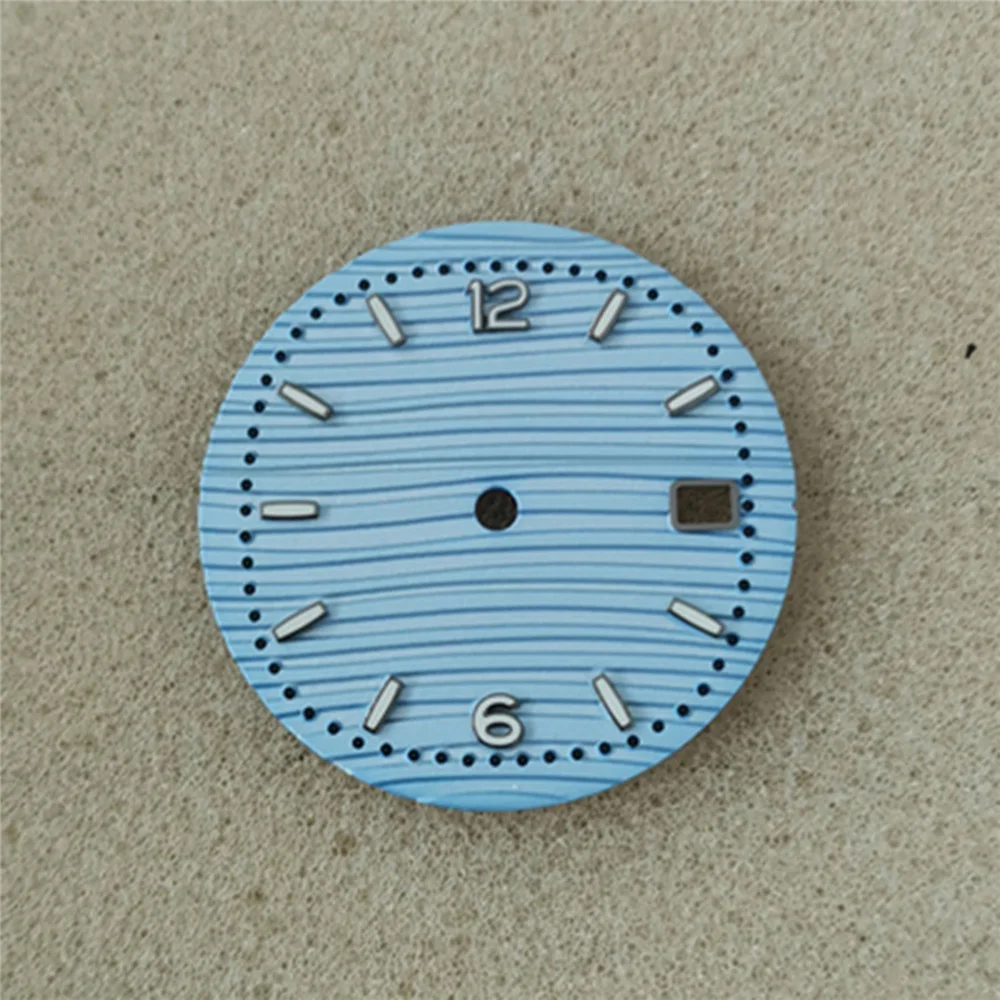 30.5mm Watch Dial Simple Style Silver Numerals Green Luminous Watch Dial for NH35 NH36/4R/7S Movement