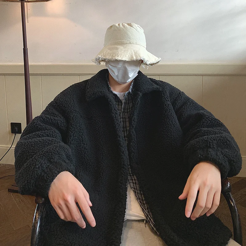 Winter Jacket Men Warm Fashion 3-color Retro Thickened Lamb Wool Jacket Men Streetwear Loose Thick Short Coat Mens Clothes M-3XL