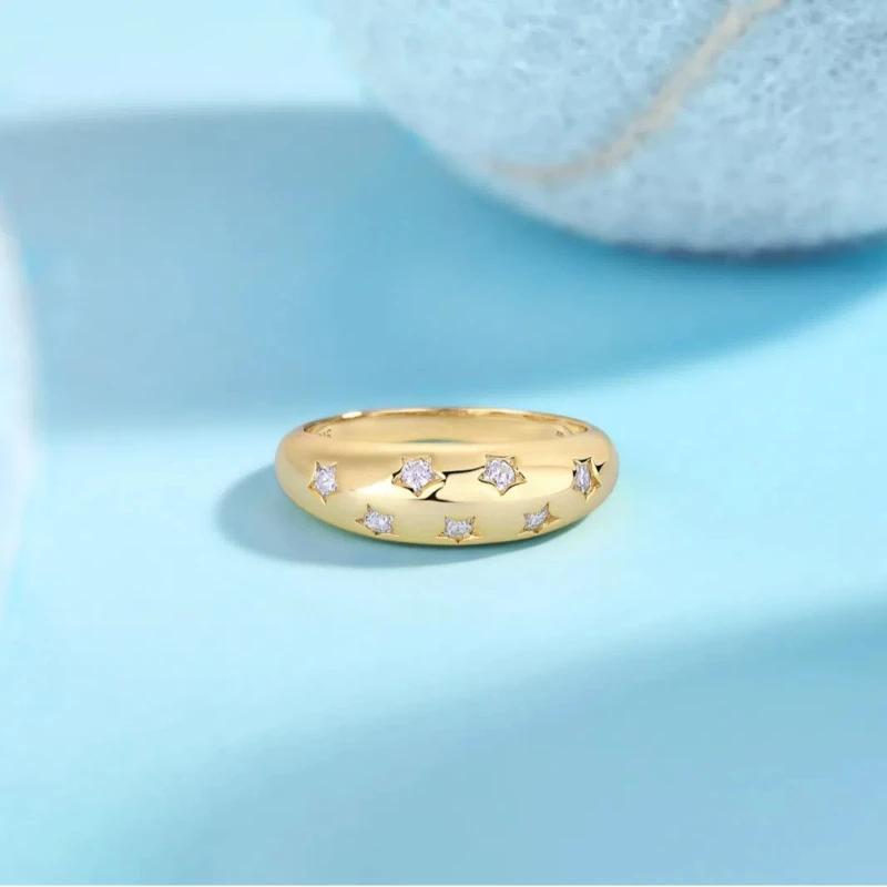 S925 Серебряное Позолоченное Кольцо Муассанит Женские Свадебные Обручальные