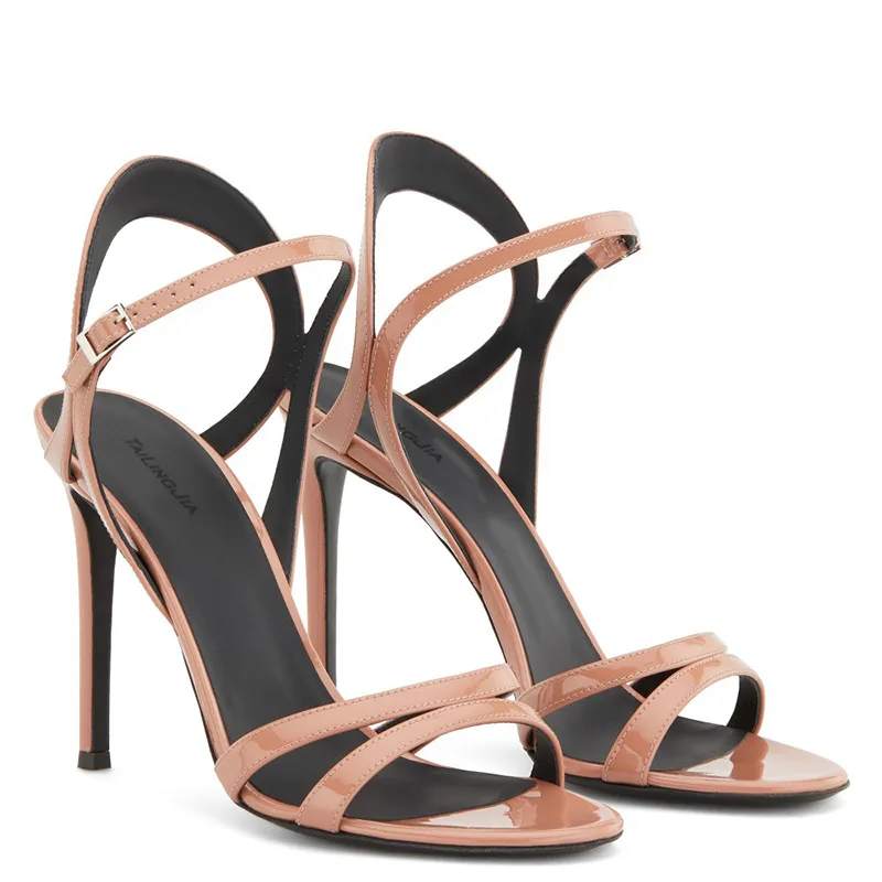 

Сандалии женские с ремешком на пятке, простые босоножки с пряжкой на щиколотке, туфли с открытым носком, однотонные туфли на высоком каблуке