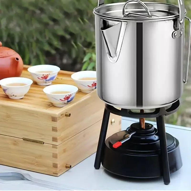 

Silver Outdoor Portable Kettles Camping Coffee Pots Teapots Hanging Pots