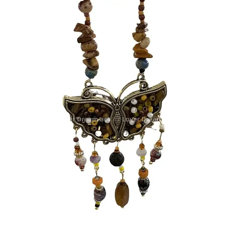 Ожерелье из бисера в виде бабочки натурального камня с уникальным дизайном