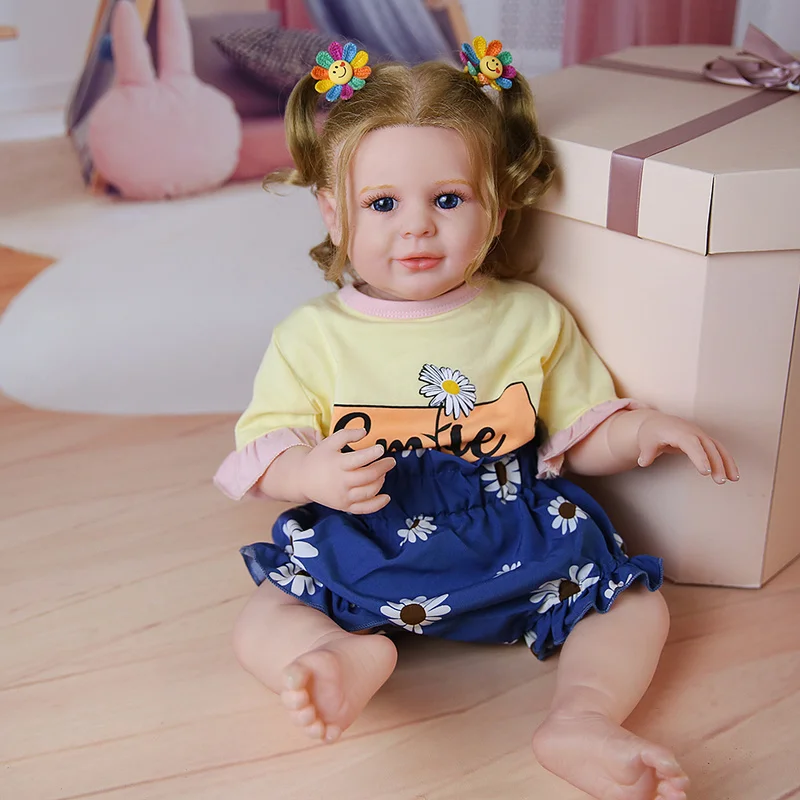 

Hoomai 24" Toddler Girl Doll Silicone Vinyl Body Reborn Dolls Hand Made Baby Real Gentle Touch With Rooted Hair Gift Toy