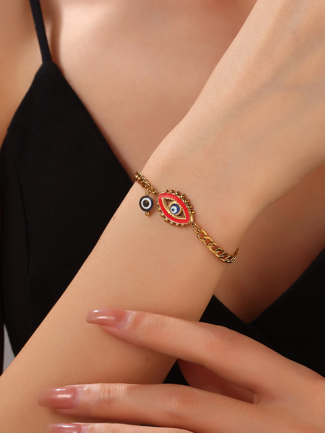 Модный Красочный эмалированный женский браслет от сглаза позолоченный из