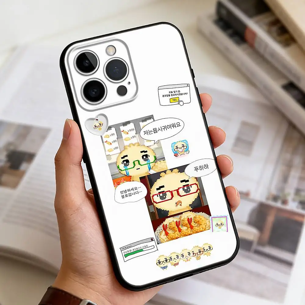 Милый чехол для телефона A-Angyeongmandu K Dumpling для iPhone 17, 16, 15, 14, 13, 12, 11 Plus, Pro Max, XS, мягкий силиконовый черный чехол (art.: 3920da9253ed9) - 3920da9253ed9