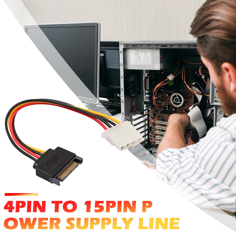 0 2 м SATA 15-контактный штекер на Molex 4-контактный гнездовой кабель питания для PCe Riser