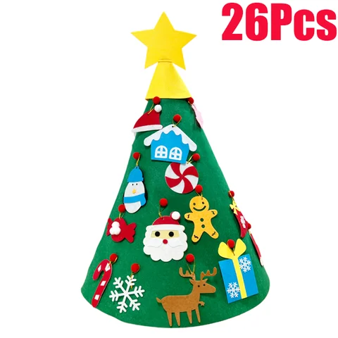 DIY войлочная Рождественская елка с подвесным орнаментом светодиодная гирлянда для детей Подарки Рождественское украшение 2024 Новогодние товары Xams