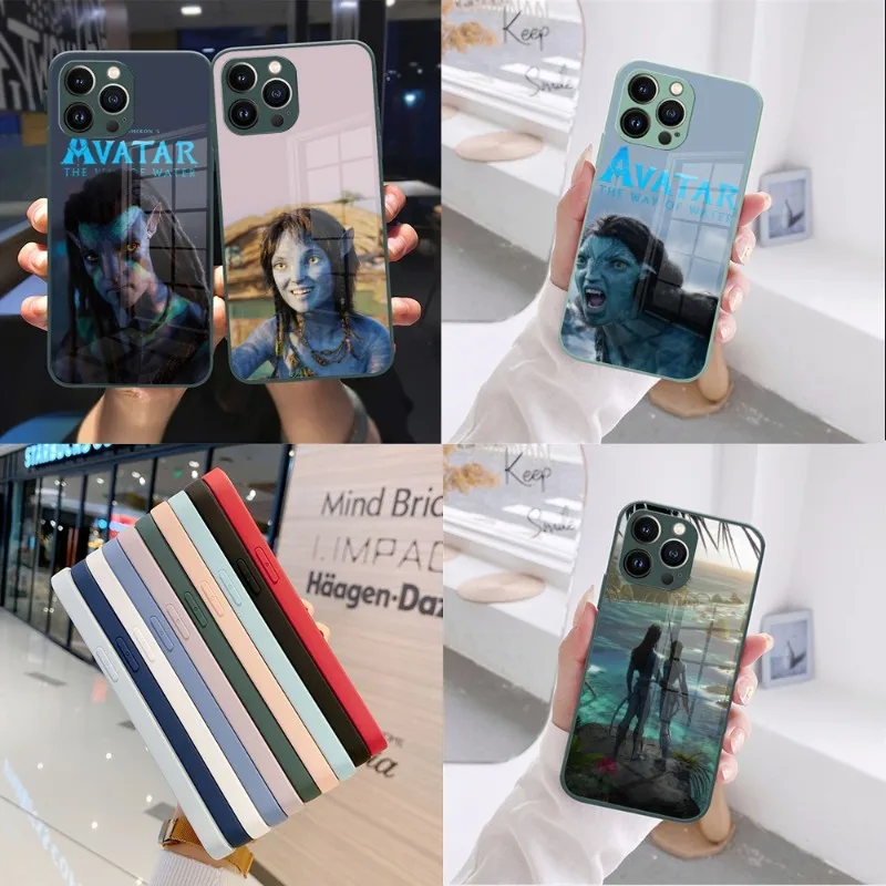 

Avatar 2 Jack Neytiri Phone Case Dark Green Glass For IPhone 13 14 12 11 Pro XS Max Plus Mini X XR 8 7 6s SE2020 Cover
