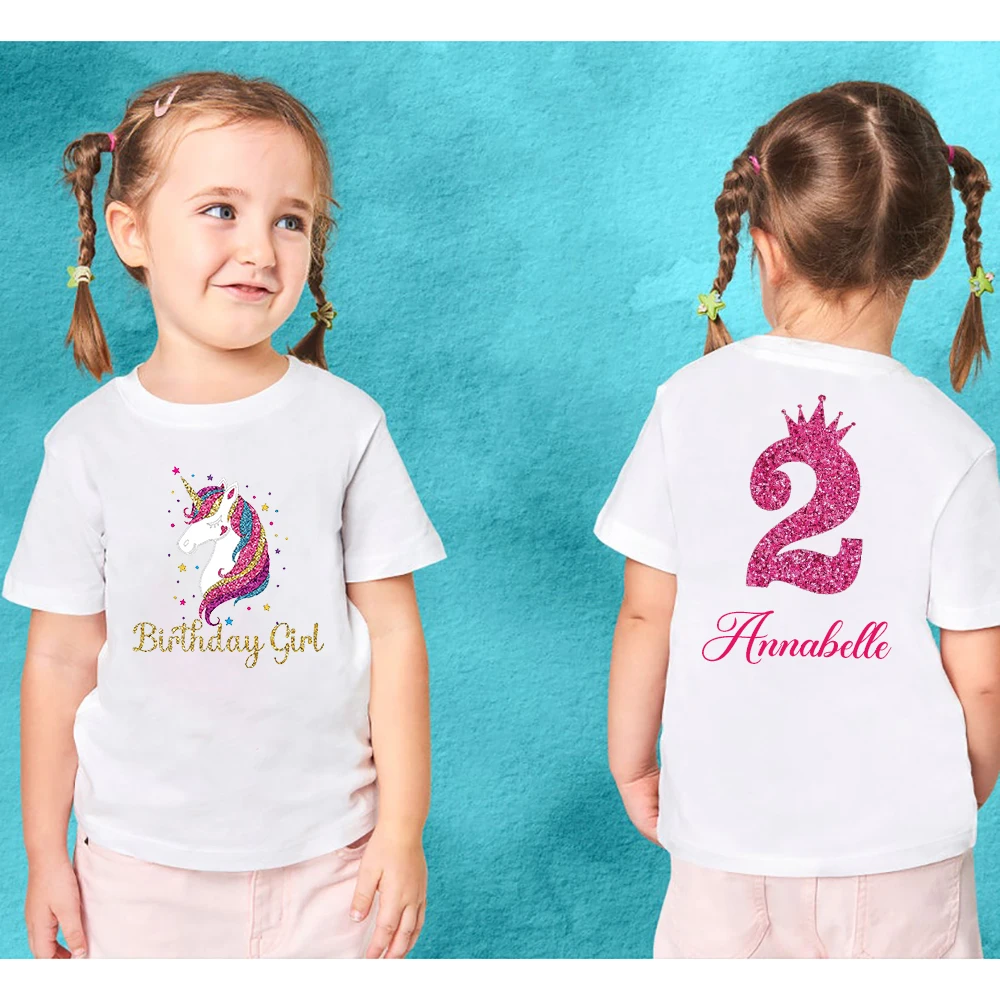 Персонализированная футболка с единорогом на день рождения принтом задней