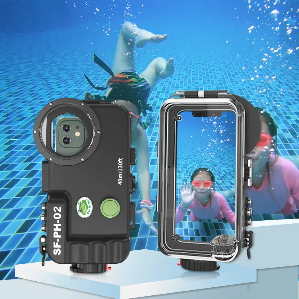 

Bluetooth Control Waterproof Phone Case For IPhone 11/12 Mini Pro Pro Max Underwater 40/130fit Professional Diving Phone Case