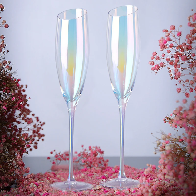 Бокалы для вина Кристаллические Флейта для шампанского, ручной работы из безсвинцового стекла, хороший подарок на свадьбу, годовщину, Рождество.
