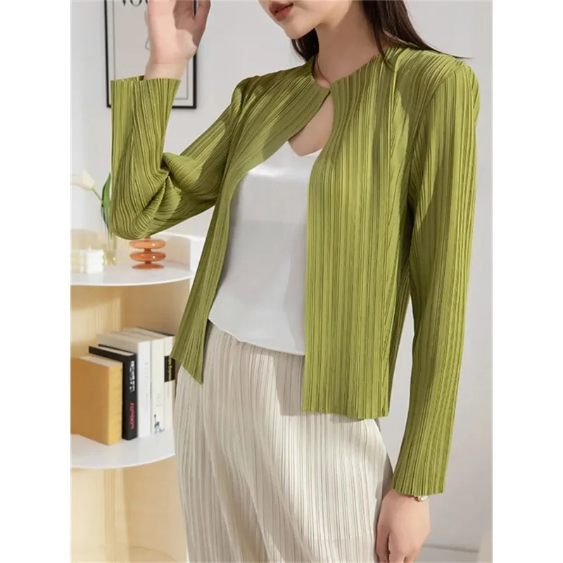 Женское Плиссированное пальто GGHK Miyake новый простой Повседневный Кардиган на