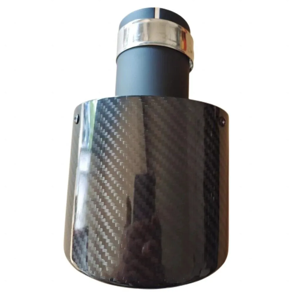 Овальный Наклонный черный углеродный наконечник выхлопной трубы глянцевый