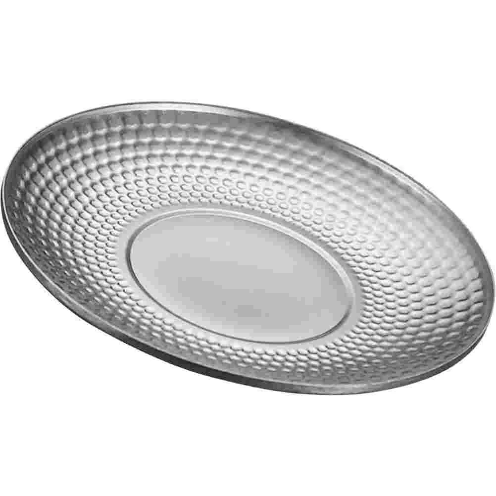 

Round Stainless Steel Creative Tray Fruit Tray Dinnerware Dinner Plate for Home Camping Snack Outdoor