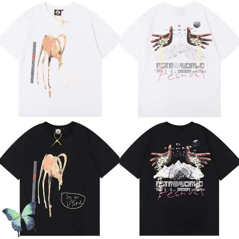 

Travis Scott Short Sleeve Antelope Print T-Shirt Cactus Jack