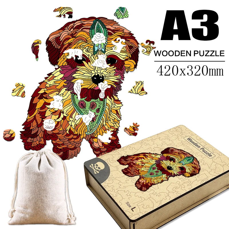 

Популярные деревянные пазлы, изысканные пазлы-животные, игрушка для взрослых и детей, доска неправильной формы, набор игрушек, Тедди, собака...