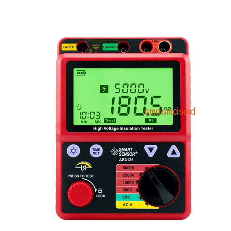 Фото Цифровой измеритель сопротивления изоляции HV Megohmmeter 5 кВ (1000 ГОм) для электромонтажных работ №1