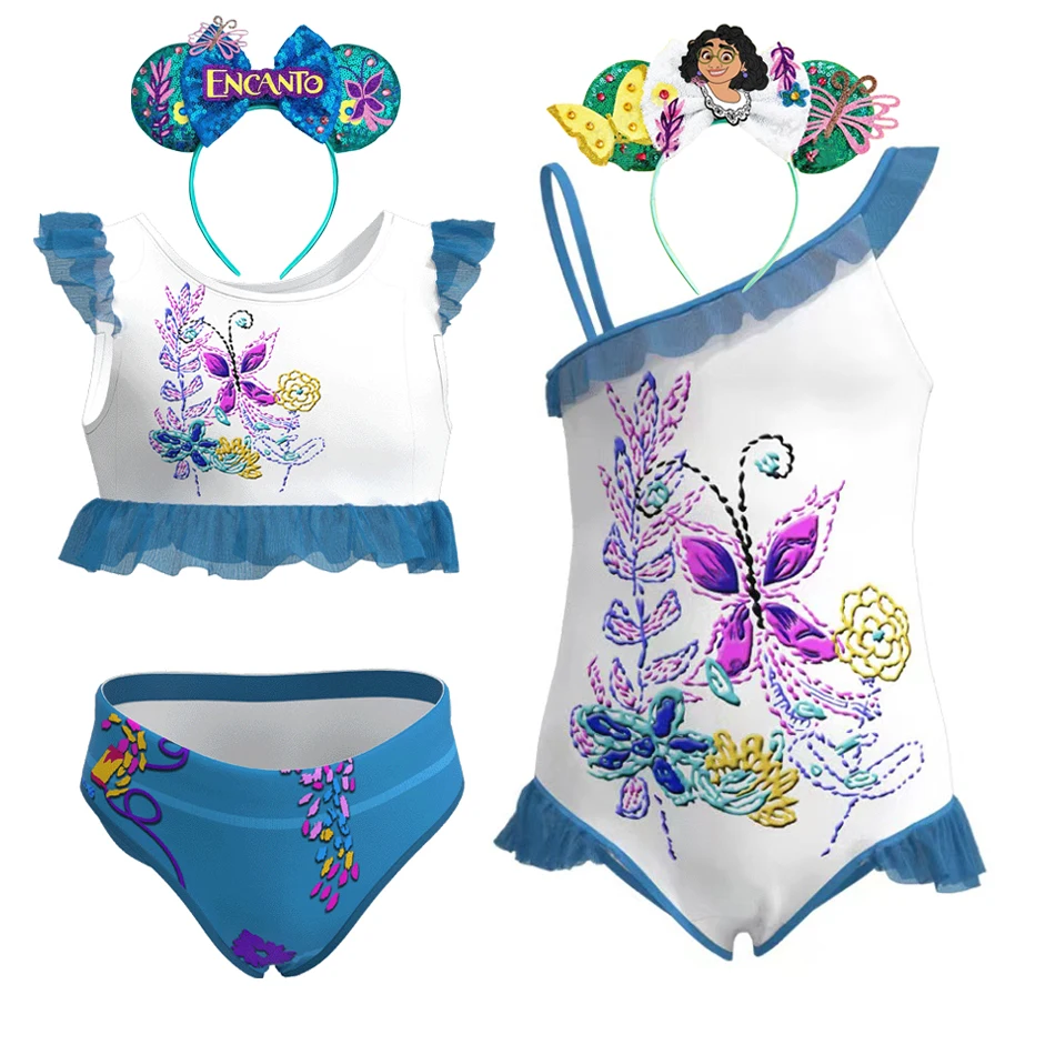 

Girls Summer Encanto Mirabel Swimming Costume Kids Fancy Isabela Dolores Dress up Beachwear Wear Set Children'Clothes