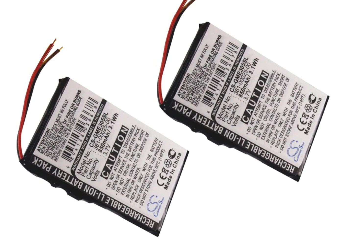 

2 упаковки, 305 мА аккумулятор для Garmin Edge 361 00025--00