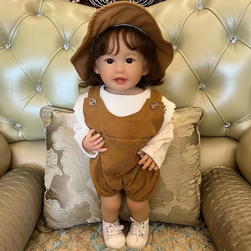 

55CM Full Body Real Baby Soft Silicone Vinyl Reborn Toddler Girl Doll Lifelike Real Baby with Hand Root Hair for Girl Gift