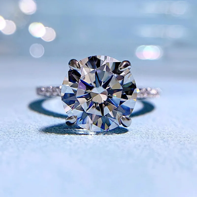 

Зимнее изысканное популярное кольцо с четырьмя крапанами 10 мм круглое кольцо из серебра пробы с бриллиантом женское ювелирное изделие с им...