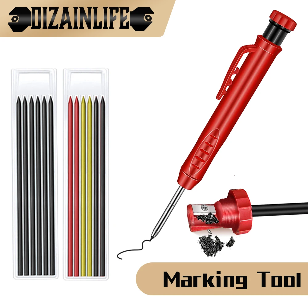 Твердый плотничный карандаш с запасными наконечниками для глубокого отверстия