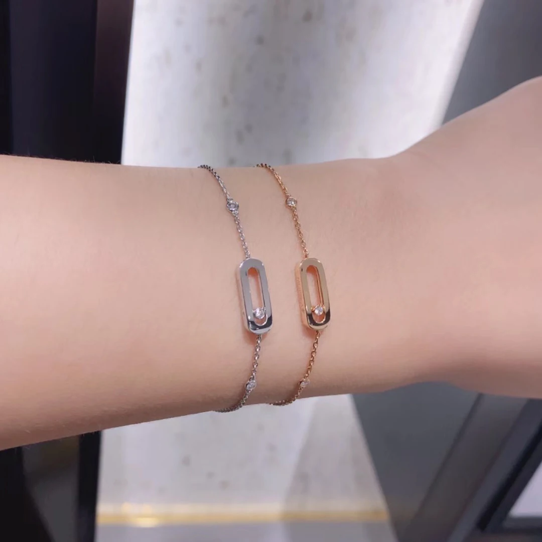 

Женский серебряный браслет 925 пробы. Движущиеся камни. Французский роскошный бренд. Бесплатная доставка. Изысканные Подарки