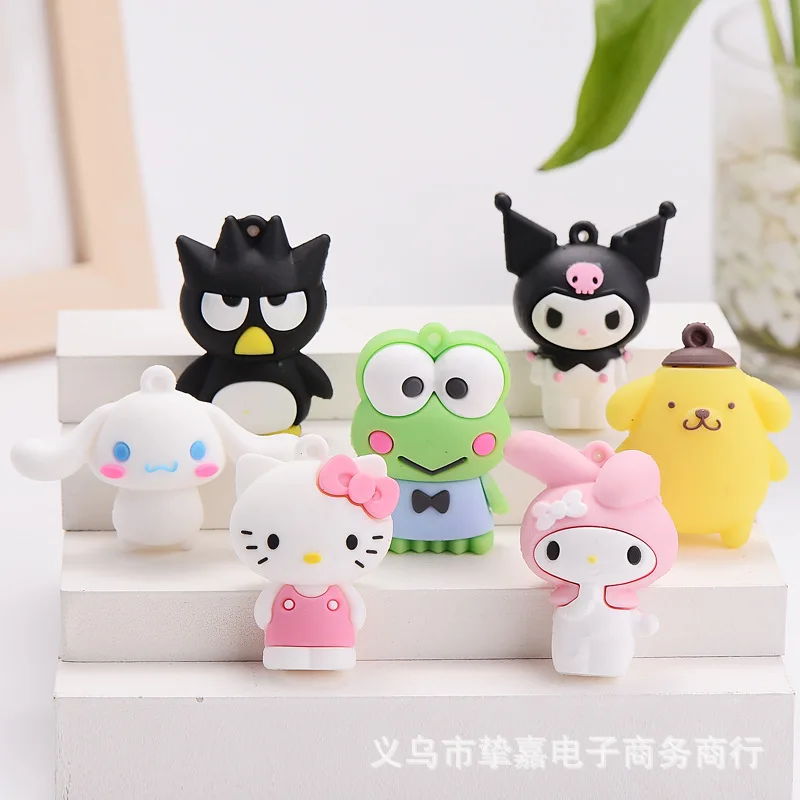 

Sanrio My Melody Anime Hello Kitty Cinnamoroll Kuromi Cartoon Doll Action Figure Model Toy Keychain Pendant Cake Decoration Gift