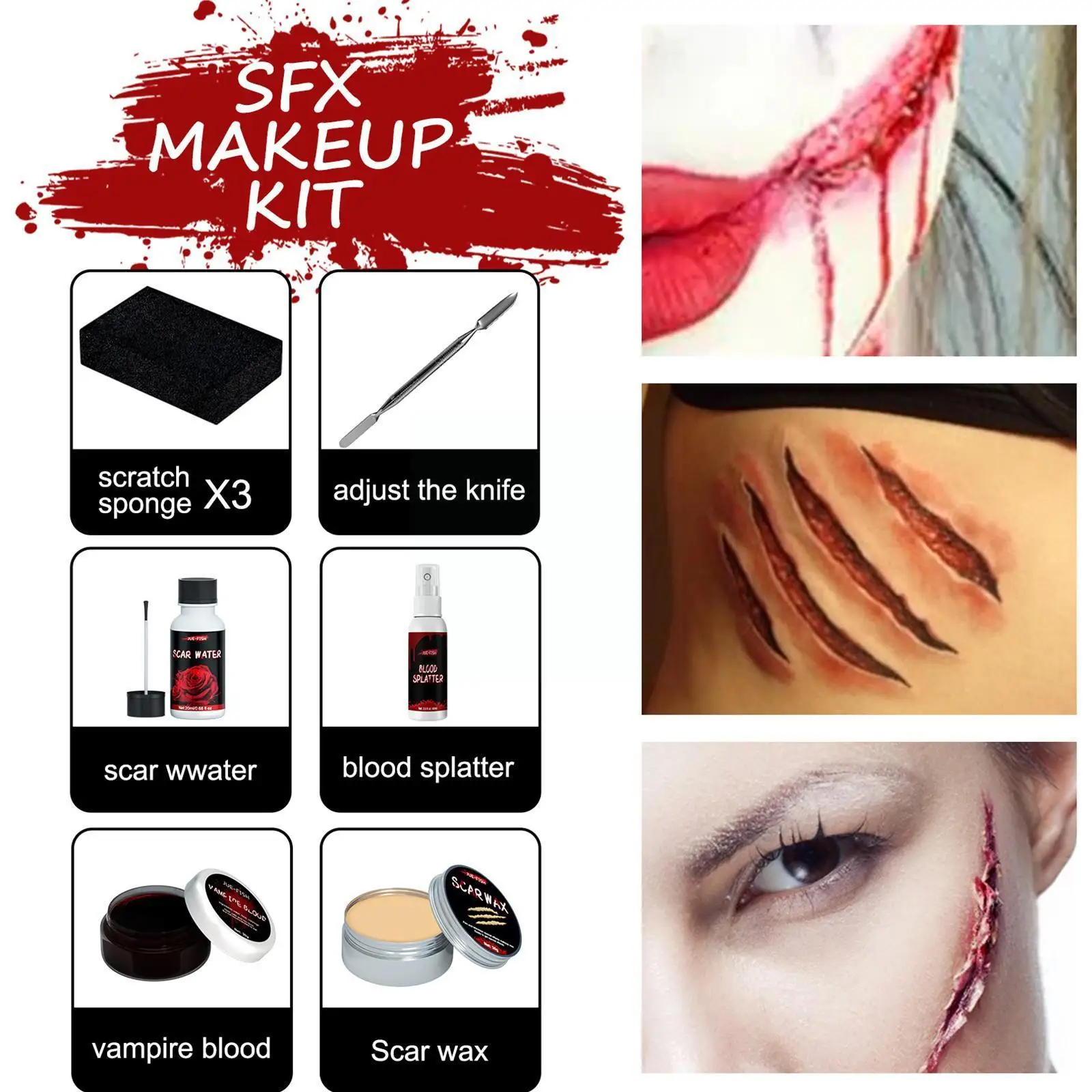 

Halloween Makeup Kit Special Effect Painting Fake Wax Party Blood Scar Body Fake Facial Scar Wax Makeup Set Gel Painting 20 E7C2
