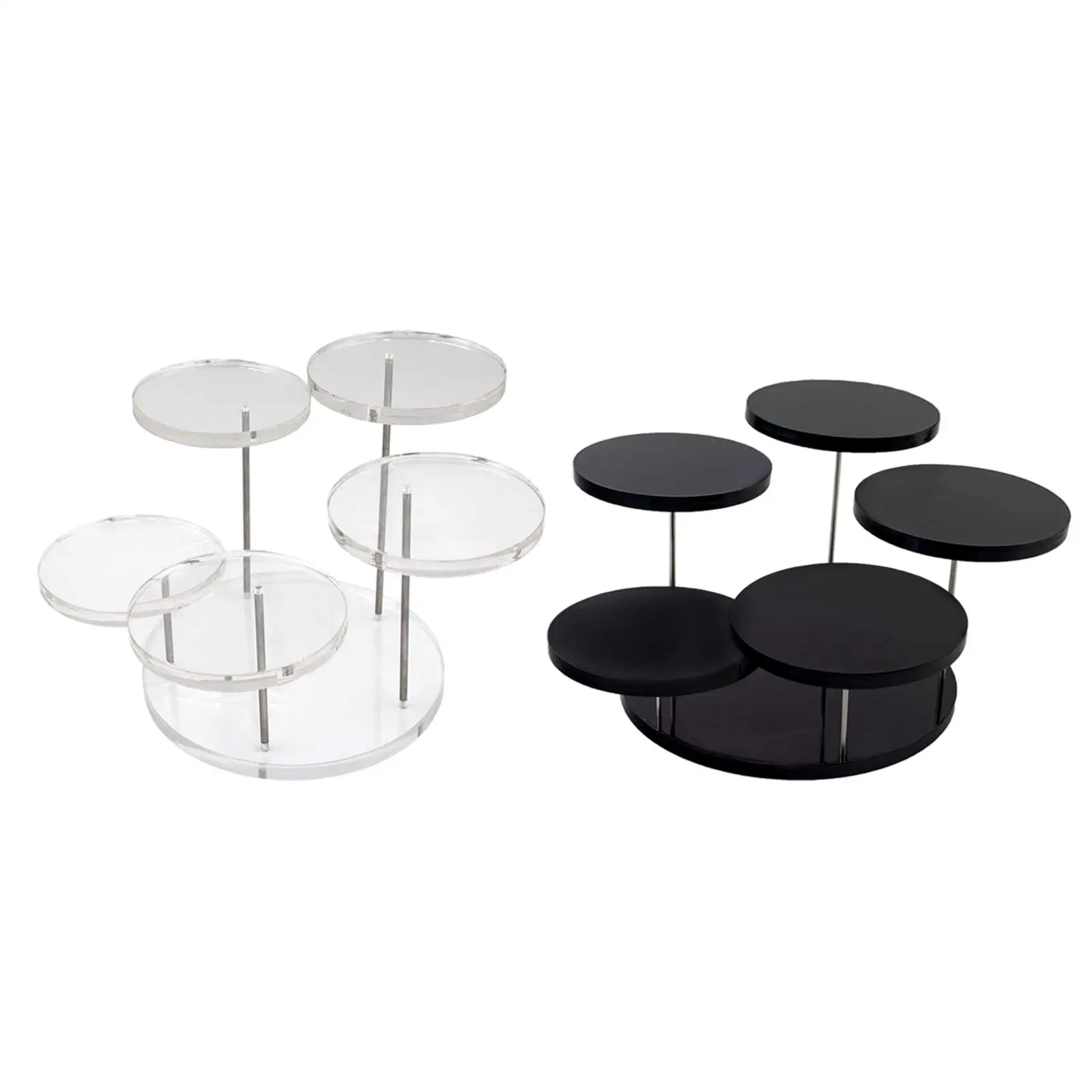 Round Jewelry Display Stand Acrylic 5 Tray Organizer Show Shelf Holder for Figurines Purse Jewellery Earring Home
