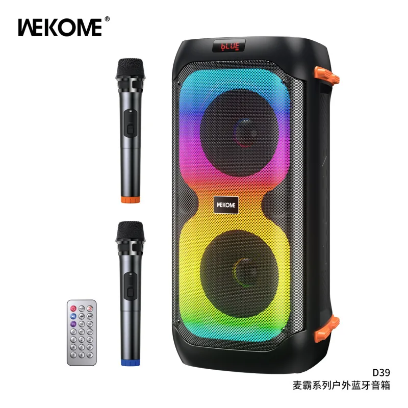 

WEKOME D39 60W High-power Outdoor Portable Wireless Bluetooth Speakers with 2 Microphone Kits Family Gathering Party Soundbox