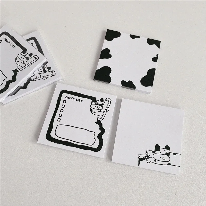 

ALLTU 50 Page Cow Project Clocking Students Can Tear Message Simple Cute Hand Account Material Paper Daily Planner Notepads