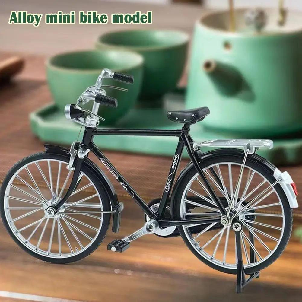 

1:10 Mini Model Alloy Bicycle Diecast Finger Mountain Bike Bend Adult Simulation Collection Die Cast Gifts Toys With Tyre Pump