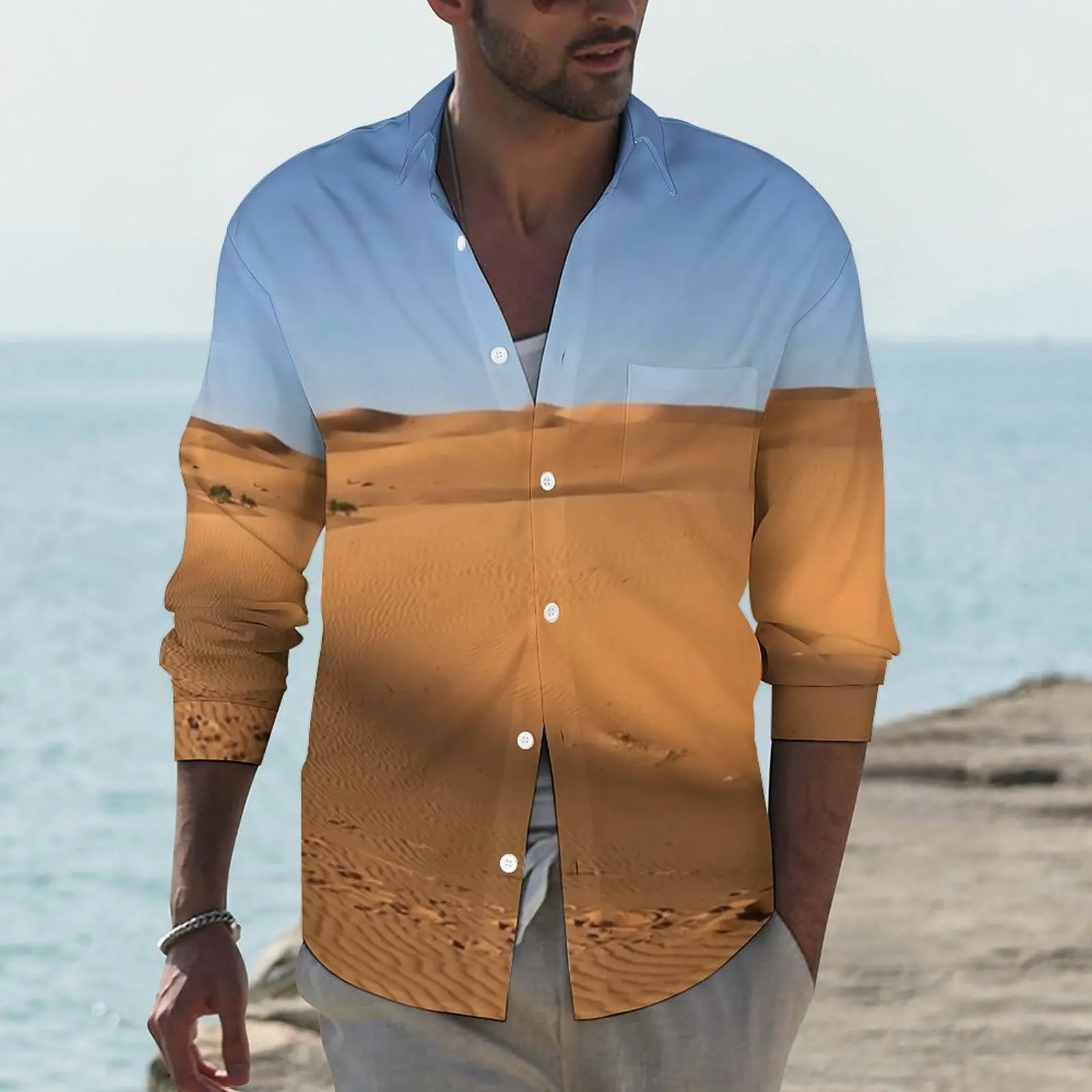 

Namib Desert Streetwear Casual Shirt Men South Africa Print Shirt Spring Fashion Blouses Long Sleeve Custom Oversize Clothing