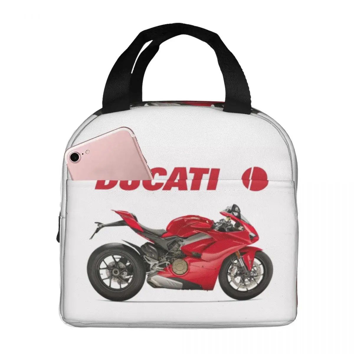 

Красная термоизолированная сумка для ланча Ducati Panigale V4, изолированная сумка для бенто, контейнер для еды, сумка для бенто, охлаждающий Ланч-бокс, тоут для колледжа