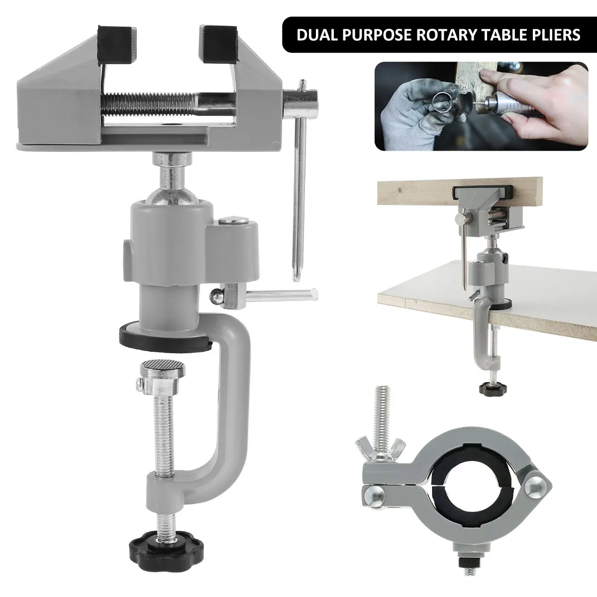 

Table Vice Aluminum Tabletop Clamp Vise Tilts Rotate 360° Work Clamp-On Vise with Clamp Head Dual-Purpose Bench Clamp Table Vice