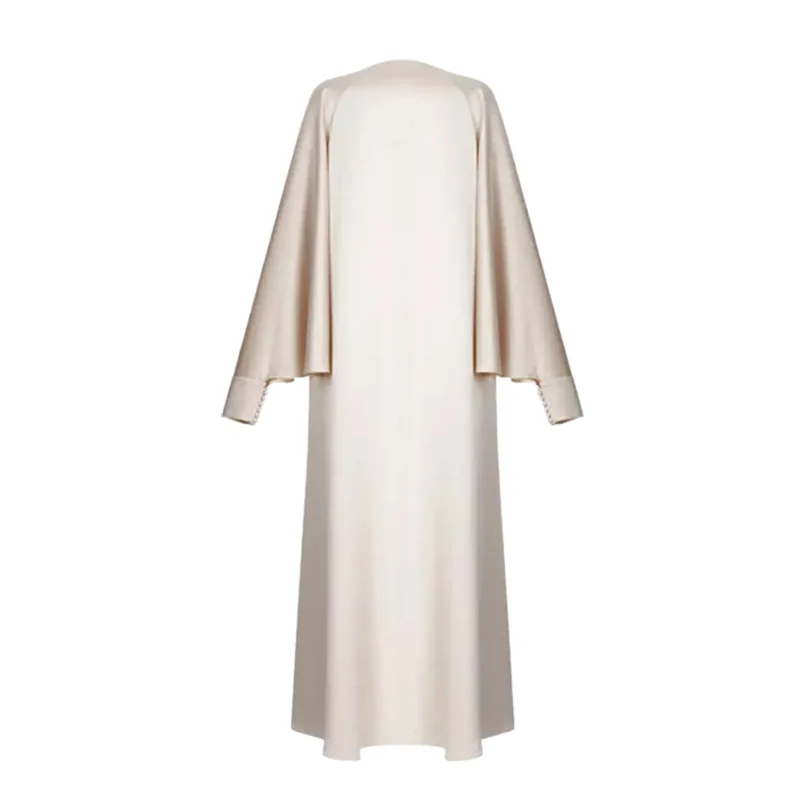 Onecozyday 2023 New Muslim Fashion Dress Spring Batwing Sleeves Solid Color Elegant Party Evening Dresses For Islam Women