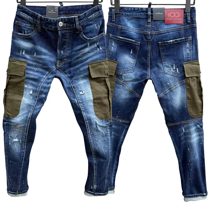 Мужские джинсы 100 благосостояние t163 эластичные тонкие модные мужские брюки в