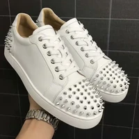 2022 european and american fashion red sole white shoes low top mens rivet casual lovers board shoes fashion