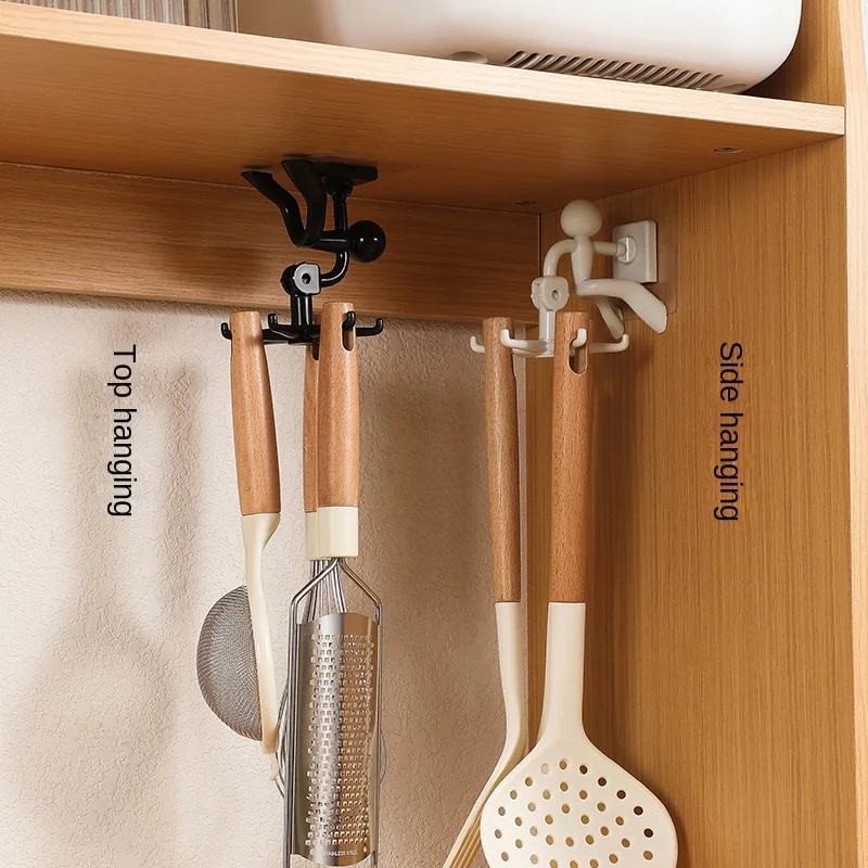

Hot Selling Rotating Hook Kitchen Punch-free Storage 6-claw Hook Bathroom Door Small Object Hook Storage