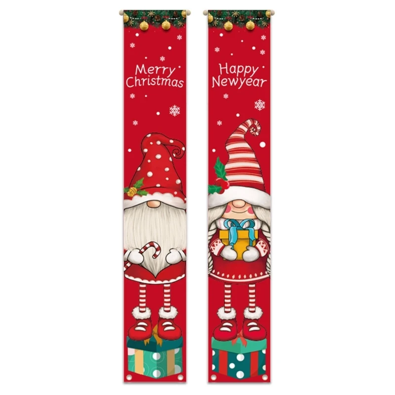 

Happy Christmas & Happy New Year Porch Sign Banners Hanging Decorations Holiday