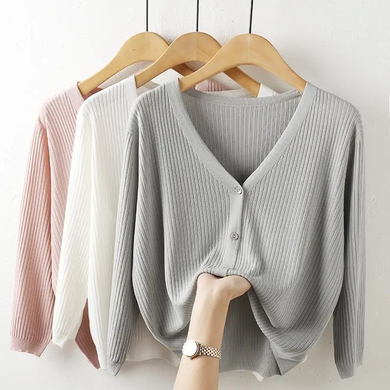 

Casual V-neck Knitted Kimono Cardigan Women Autumn Winter Long Sleeve Button Female Cardigan 2023 Autumn Streetwear Sweaters