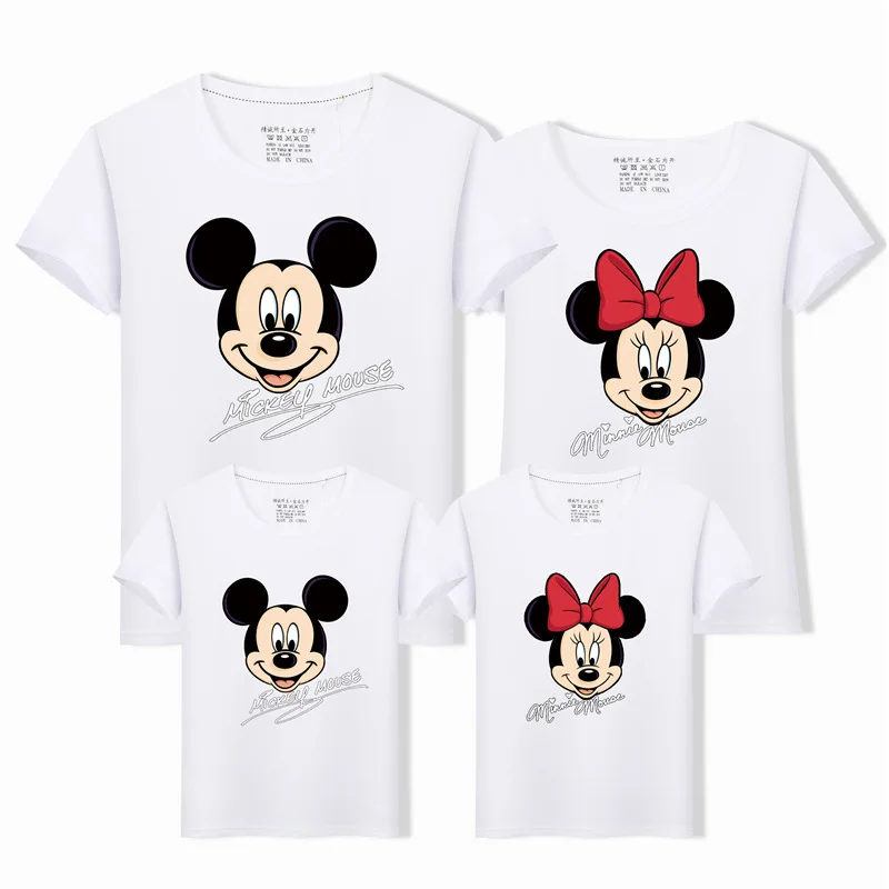 

Summer Short Sleeve T Shirt Mom and Me Family Look Matching Family Outfits Mickey Mouse Minnie Dad Son Outfits Couple Clothes