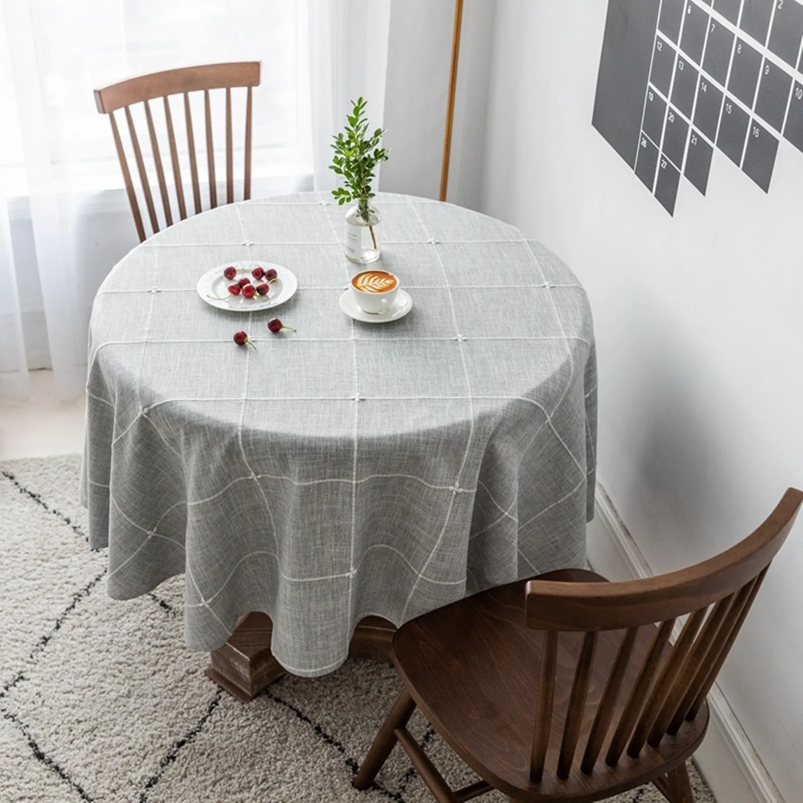 

Скатерти из полиэстера, водонепроницаемые чехлы для стола, простой серый обеденный стол в решетку, украшение журнального столика