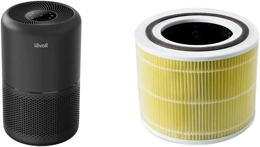 

Air Purifier for Home Allergies Pets Hair in Bedroom, Black & Air Purifier Pet Allergy Replacement Filter, 3-in-1 True HEPA,