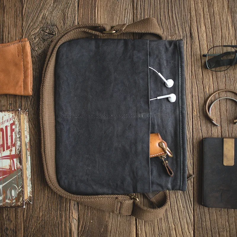 Waterproof Oil Waxed Canvas Bag For Men Retro Style Shoulder Bag For Unisex Casual Shopping Crossbody Phone Bag